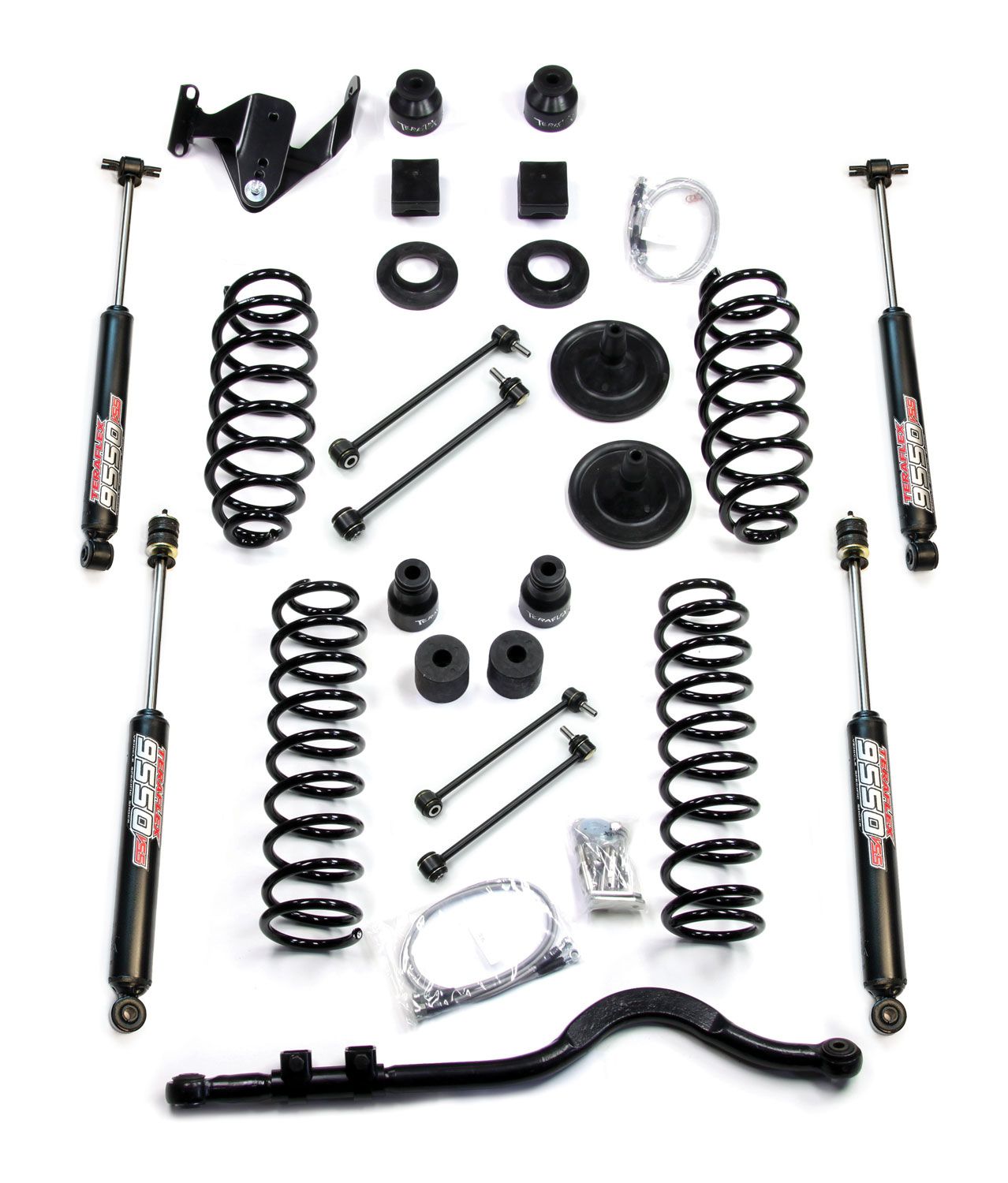 JK 4dr: 4" Coil Spring Base Lift Kit w/ Front Track Bar & 9550 VSS Twin-Tube