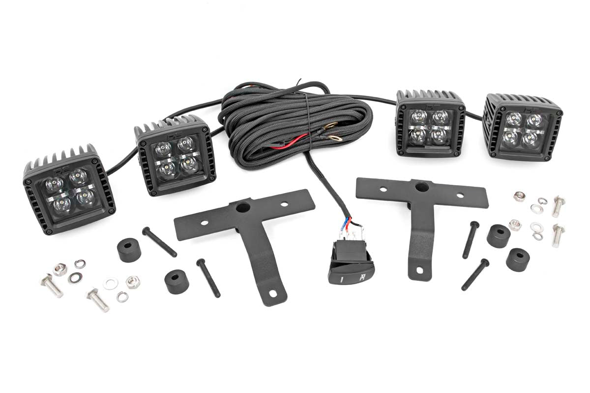 Jeep Quad LED Light Pod Kit - Black Series w/ Amber DRL (18-22 JL / 20-22 Gladiator)