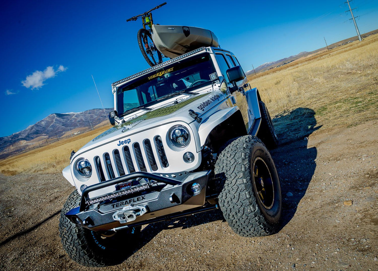 JK: RockGuard Epic Front Bumper w/ Hoop – Offset Drum Winch